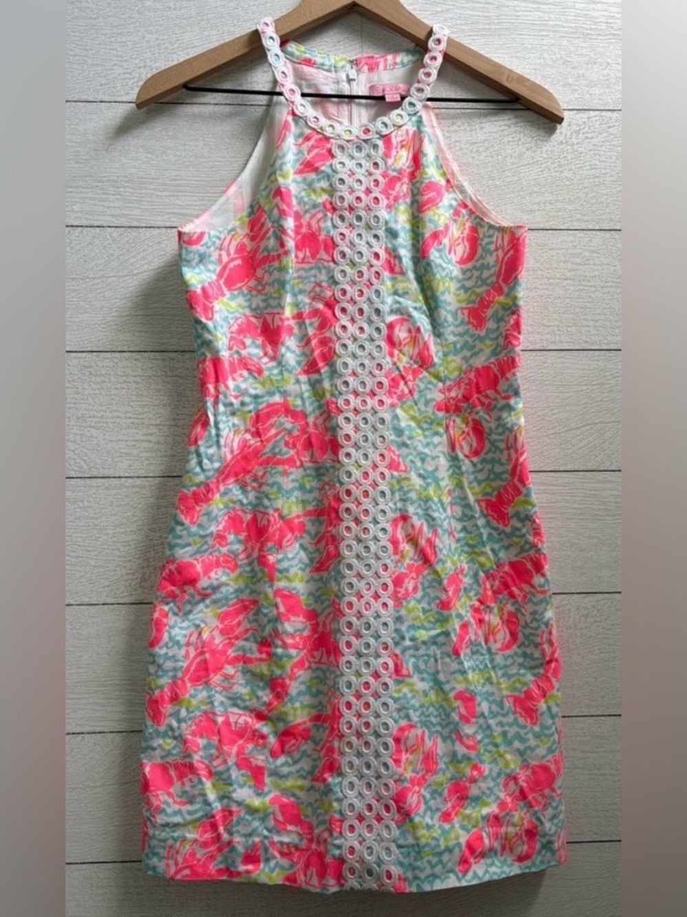 Lilly Pulitzer Pearl Pop Up Lobstah Roll Lace Detail Shift Dress size 0
